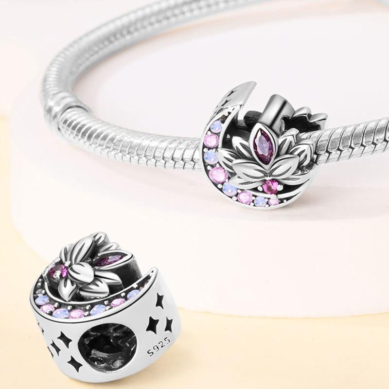 Original Classic Retro Lotus Guardian Angel Heart Shaped Zircon Pendants Charms Beads Fits Bracelets Necklace Diy Jewelry Gift