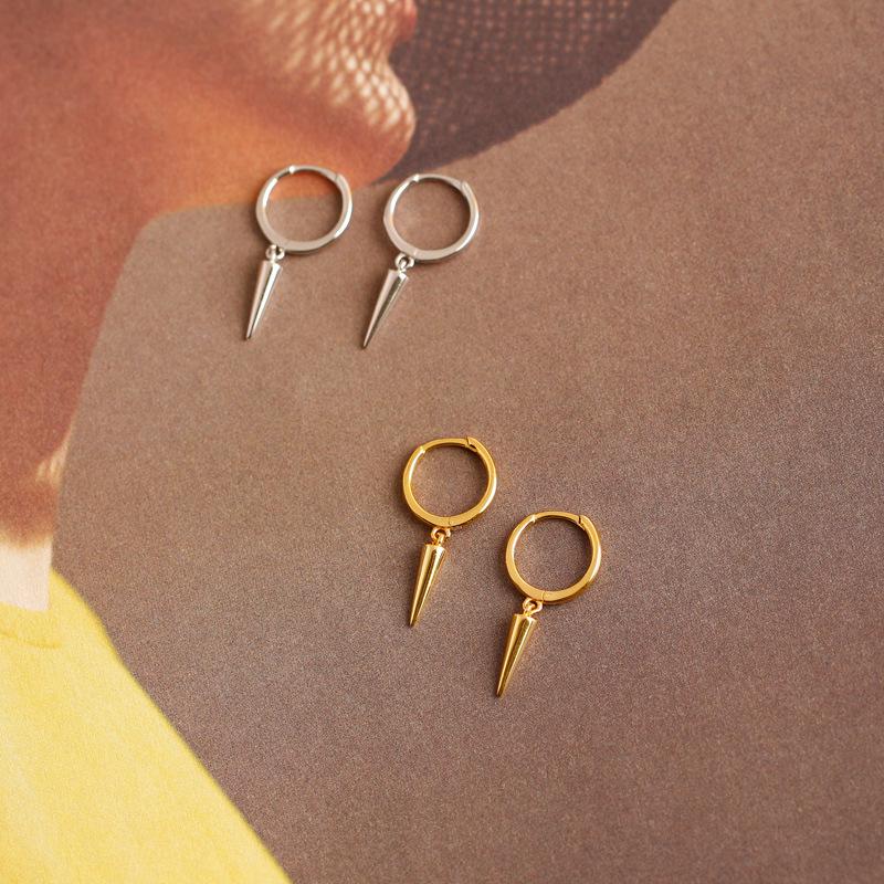 Euro-American Trendy Cone Pendant Ear Cuffs - Smooth Cold Punk Style Hoops for Women