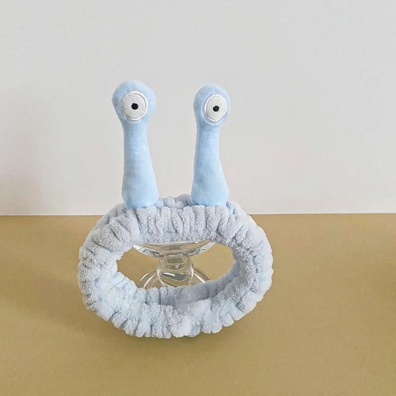 

Милая плюшевая повязка на голову в виде улитки для спа-салона для женщин, однотонные повязки для волос для милых девочек, коралловый флис, повязка на голову для мытья лица, повязка на голову для макияжа, головные уборы, аксессуары для ухода за кожей синий