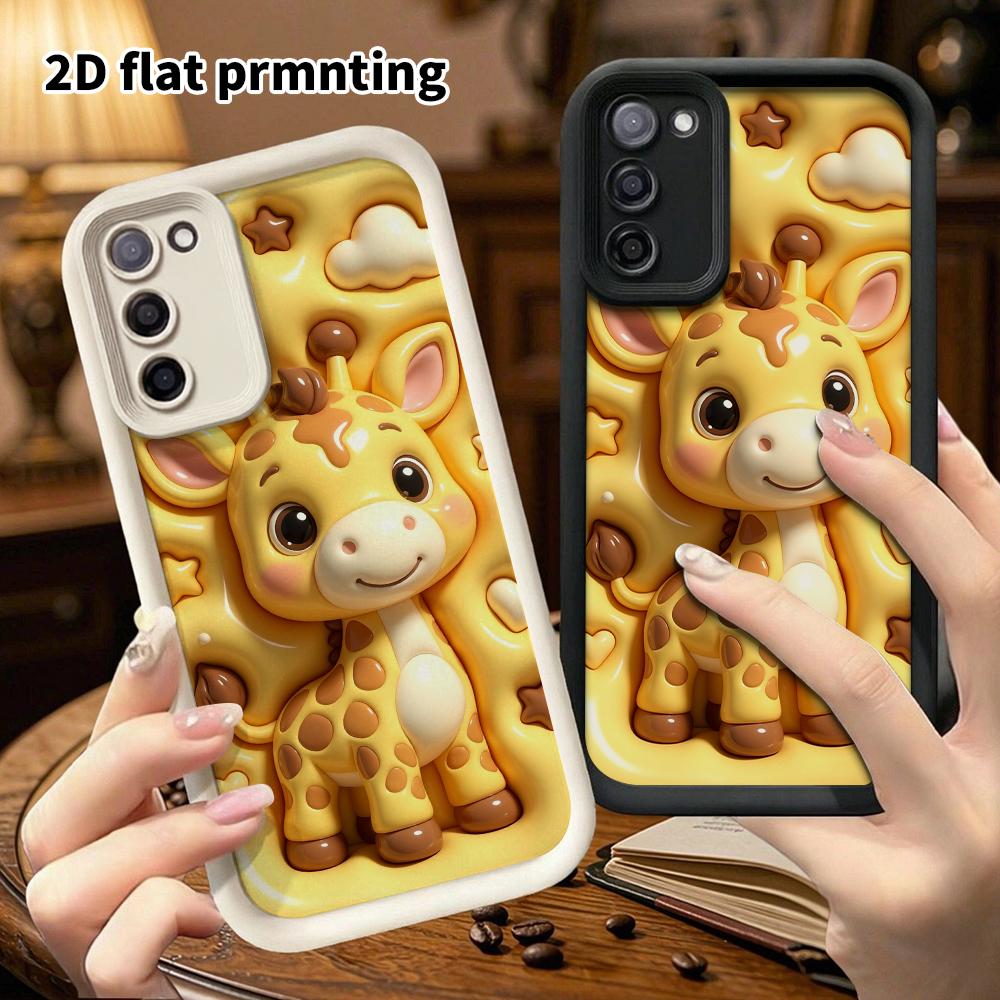 Phone Case: 2D Flat Design Suitable for Samsung Galaxy A34 A35 M05 M06 S20 S22 S21 FE Plus 5G Protective Case, Creamy Yellow Giraffe, Perfect Christma
