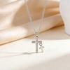 Double Cross Pendant Necklace - Sparkling Zircon Pave Crucifix & Mini Dangle Cross Clavicle Chain - Elegant Silver Color Religious Jewelry for Women