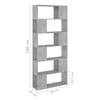 Bookshelf Room Divider Concrete Grey 80 x 24 x 186 cm Wood Based Material