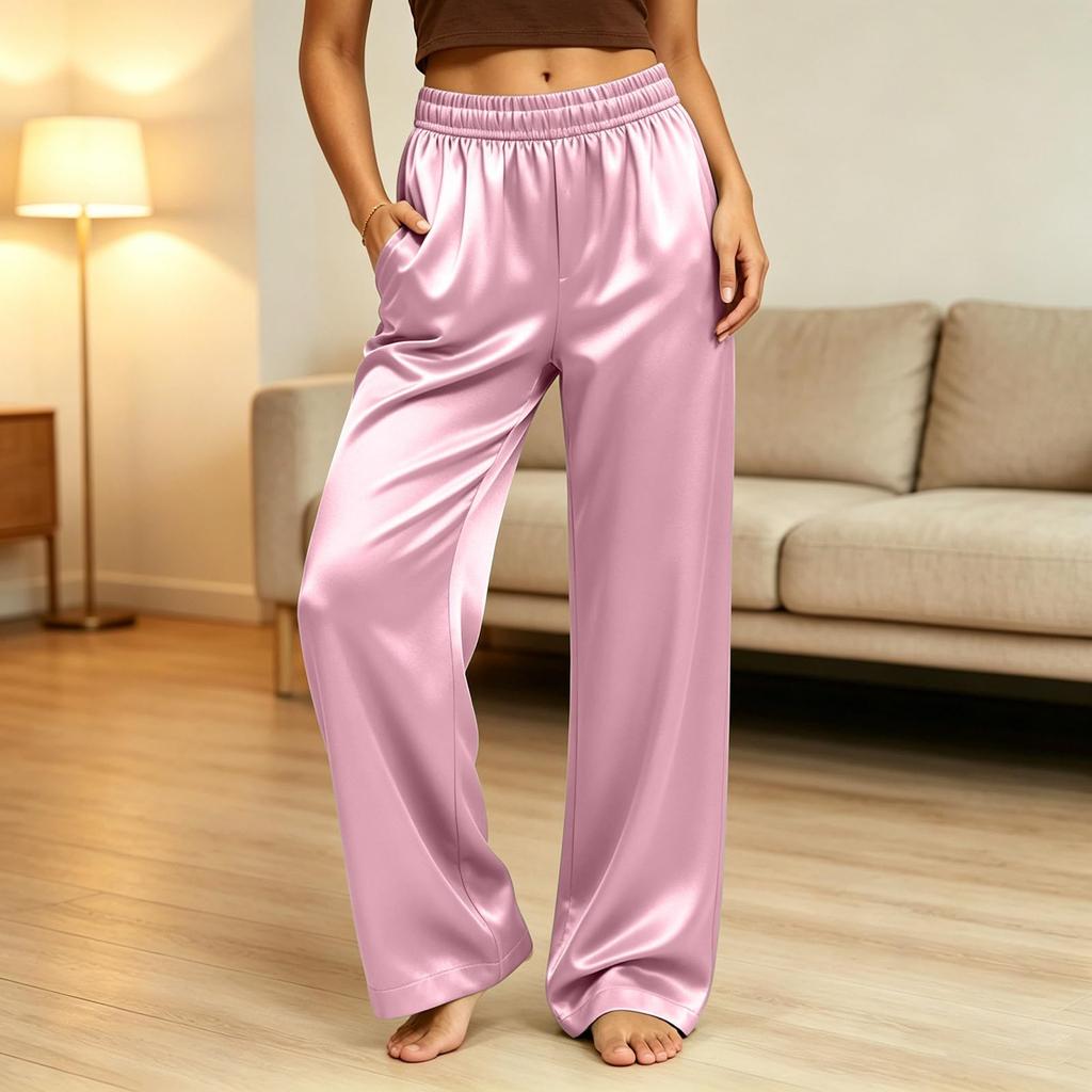 Women's Casual Loose Fit Color Wide Leg Pants for Everyday Wear
