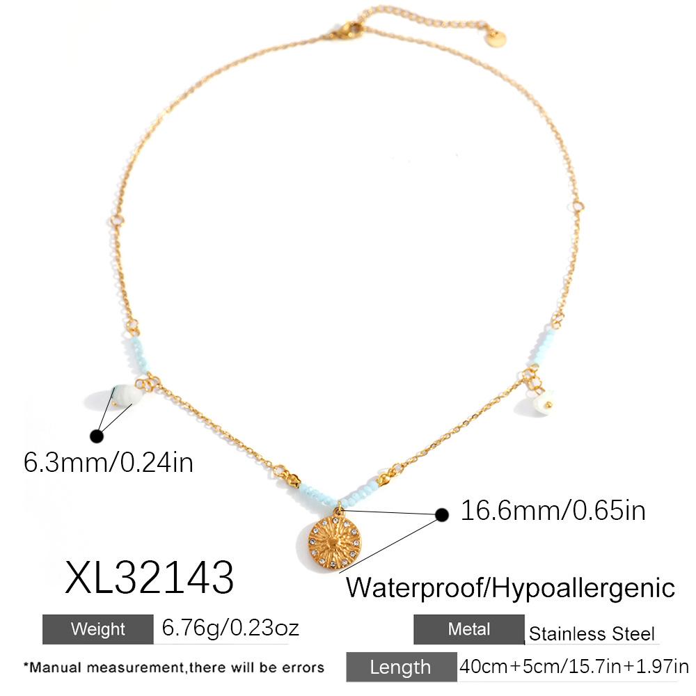 Ocean Series 18K Gold Plated Necklace: Personalized Stainless Steel with Starfish and Shell Design 18K Gold Plated