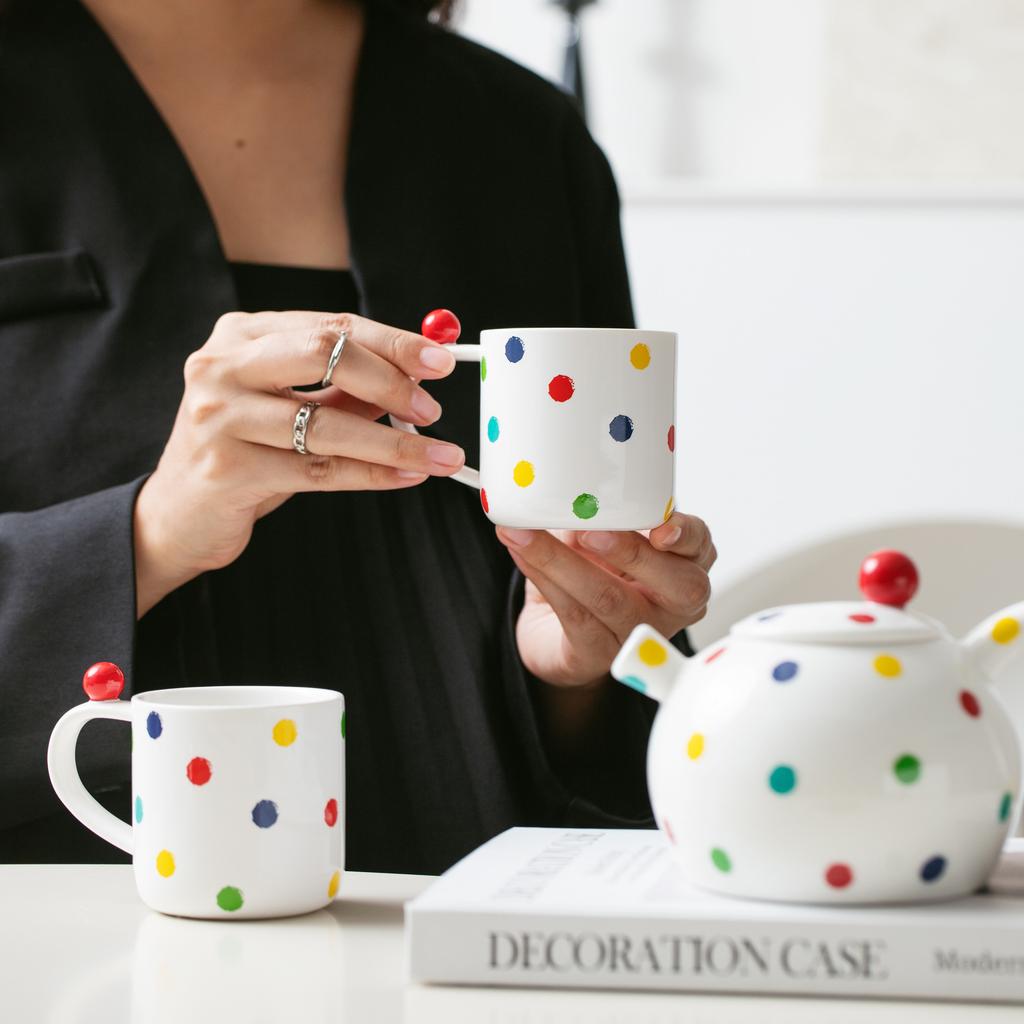 dots, a pot of two cups of high-grade ceramic water, high-temperature resistant home creativity, niche high-value teacups