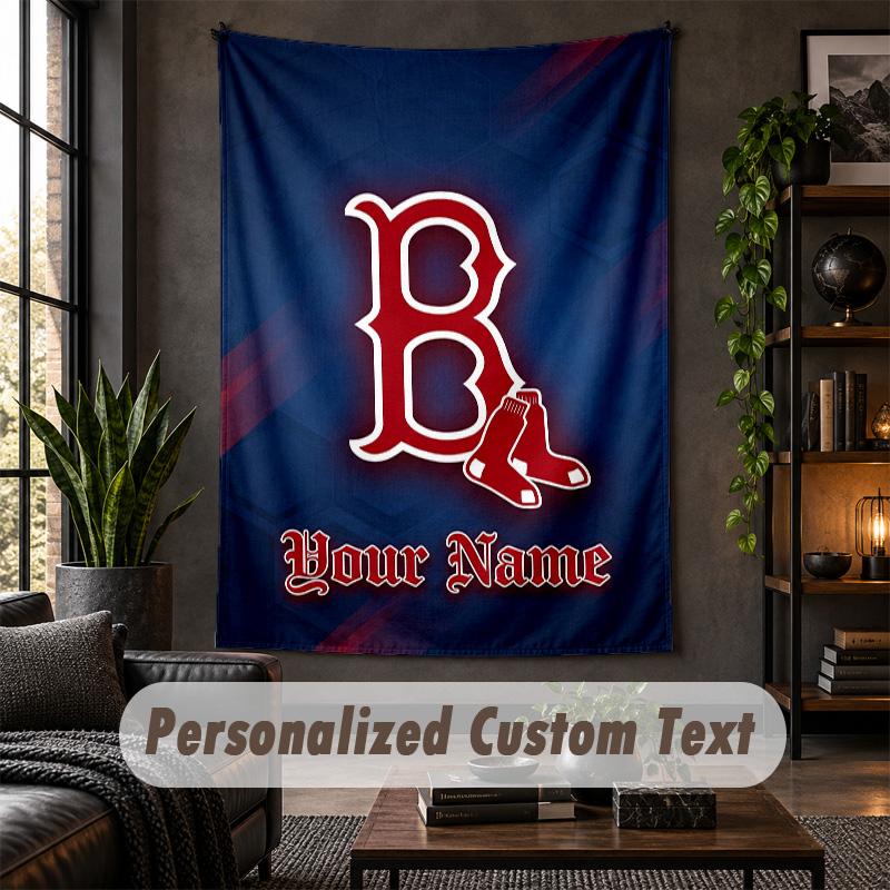 Personalized Wall Tapestry,Boston Red Sox Custom Text, Soft Fabric Wall Art For Indoor Decoration