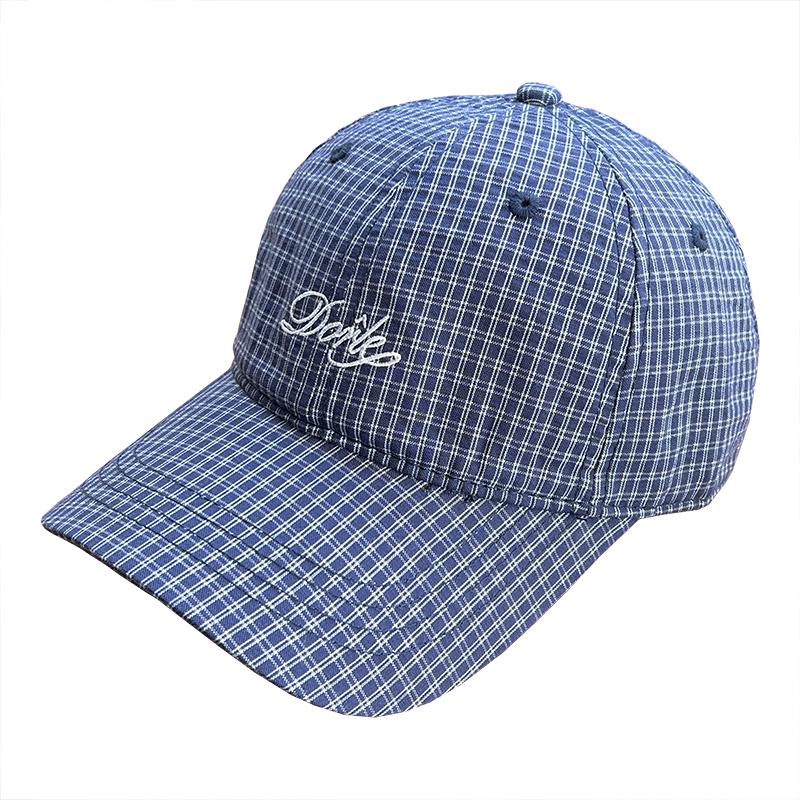 Spring and Summer Letter Embroidery Soft Top Baseball Cap Female Fresh Versatile Plaid Cap Showing Face Small Male Trend