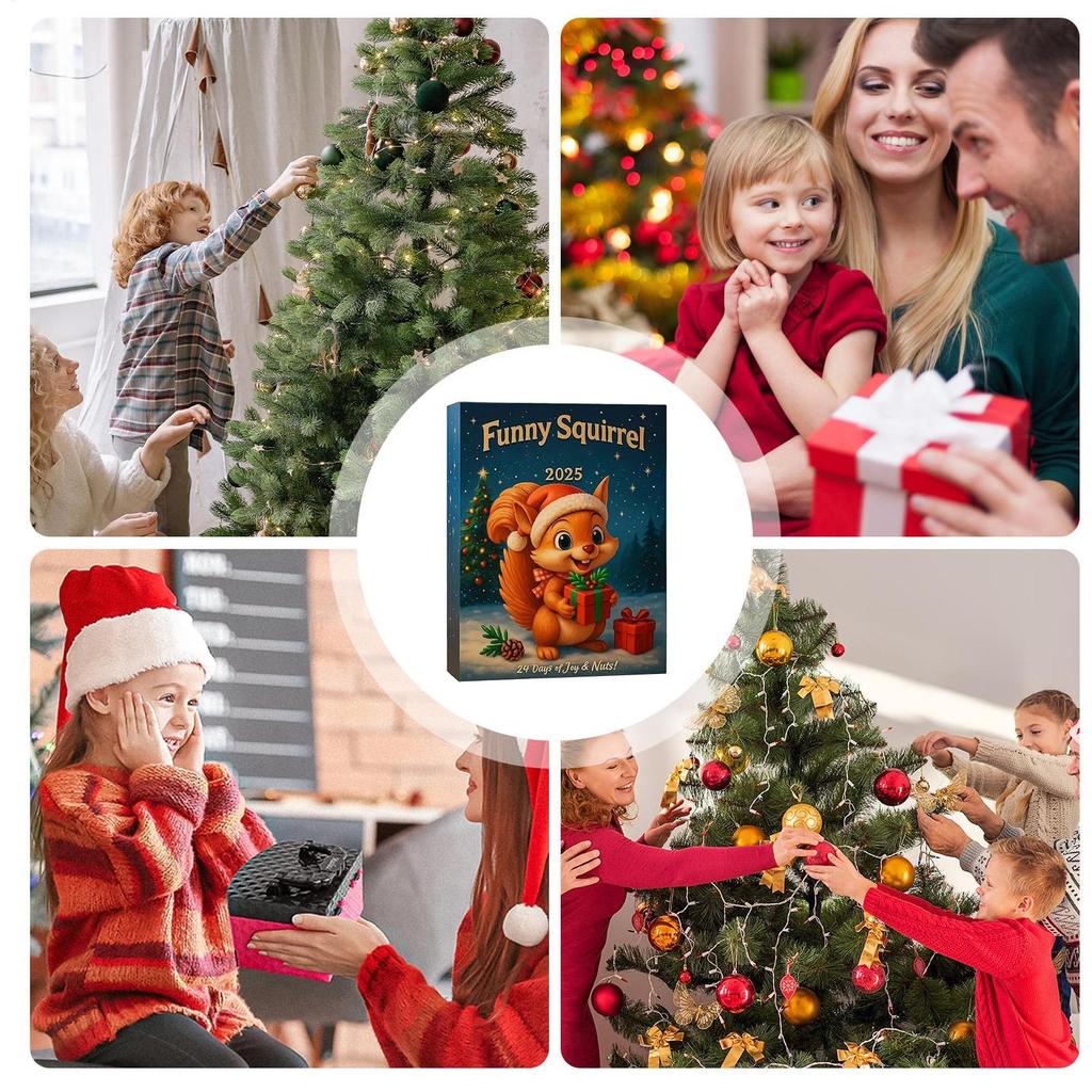 Advent Calendar 2025 Cute 2D Acrylic Squirrel Animal Ornament Countdown Calendar Includes 24 Gifts Christmas Surprise Gift