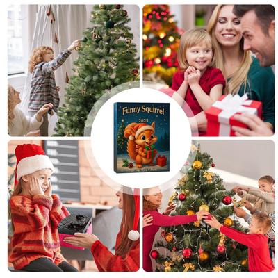 Adventskalender 2025 Niedliches 2D Acryl Eichhörnchen Tier Ornament Countdown-Kalender Enthält 24 Geschenke Weihnachtsüberraschungsgeschenk