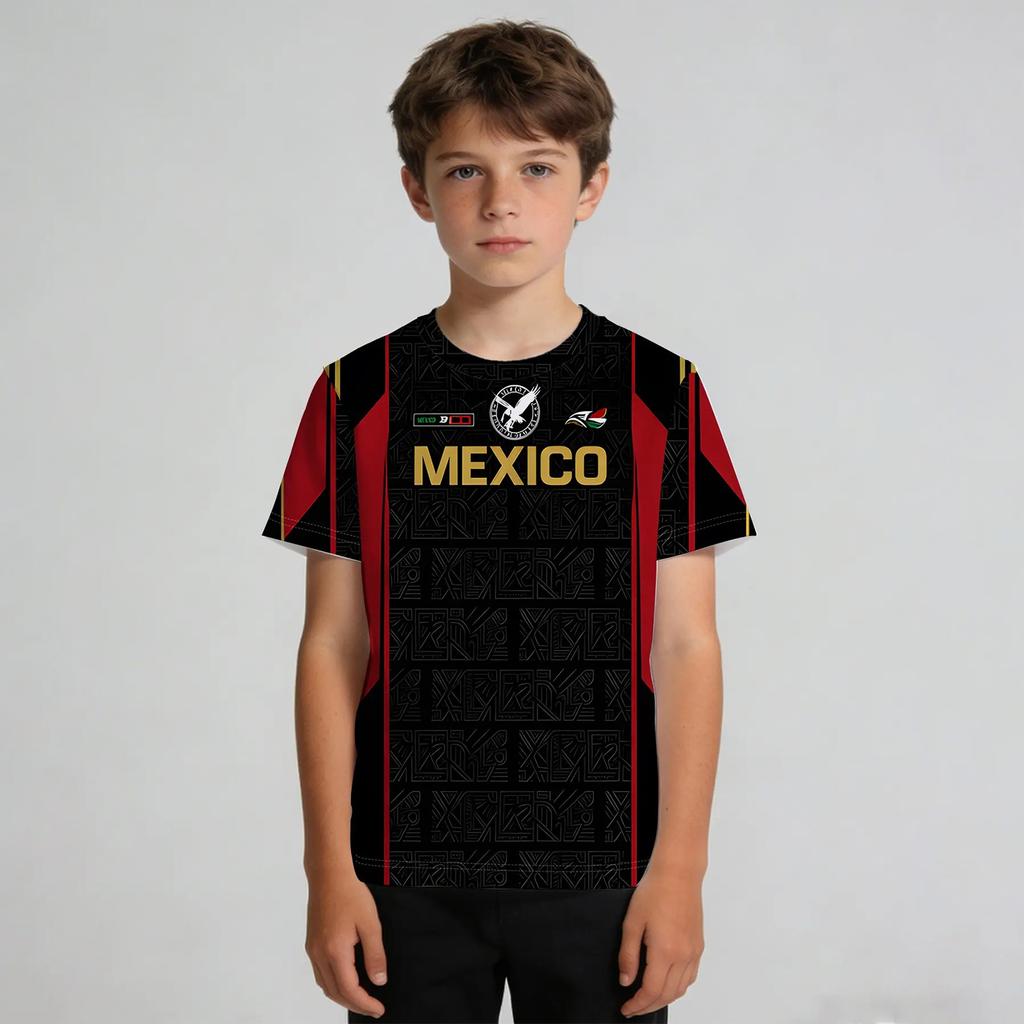 Kids Mexico Letter Print Short Sleeve T-Shirt, Casual Themed Top
