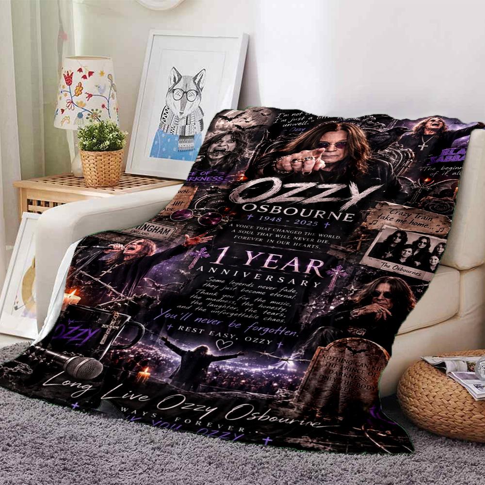 Ozzy Osbourne Heavy Metal Rock Poster Commemorativo Stampa Coperta di Flanella Morbida Calda Coperta da Divano Decorazione per la Casa per Divano Camera da Letto Viaggio