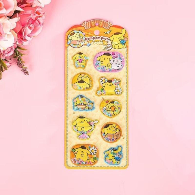 Sanrio Cartoon 3D Shake Water Stickers Black Beautiful Melody Home Stickers Decoration Laptop Stickers Phone Cases Toys