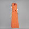 Women's  Summer Cotton Linen Vest Maxi Skirt Two Piece Set Casual Outfit, European American Style Casual Matching Suit