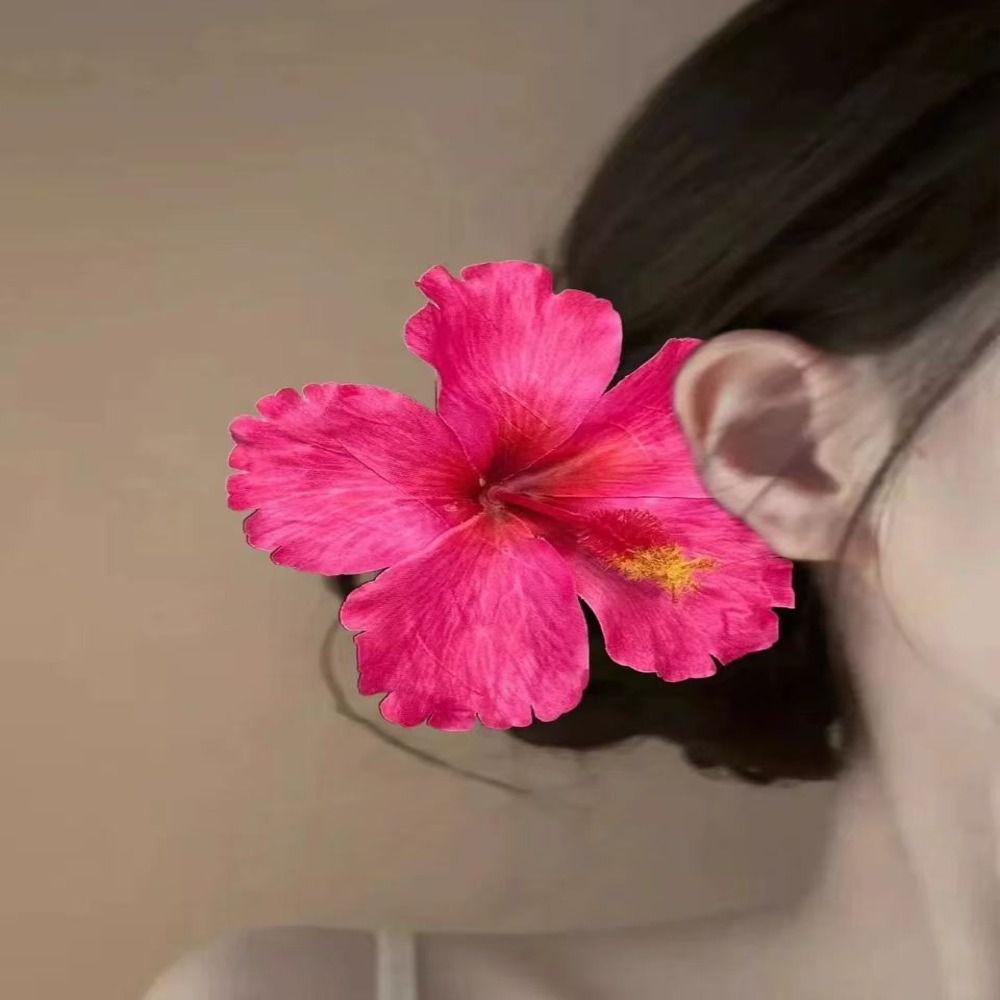 Bangs Clip Hibiscus Flower Hairpin Cloth Bohemian Style Hair Clip  Summer