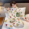 Boys Winter Warm Fleece Pajama Set With Zipper Collar Cartoon Print Long Sleeve Sleepwear Ages 8-14