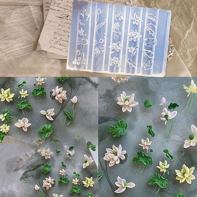 Lotus 3D Silikone Gennemsigtig Negleform Lotusblade Negle Udskæringsform Skabelon Diy Neglekunst Dekoration Manicure Design Værktøjer