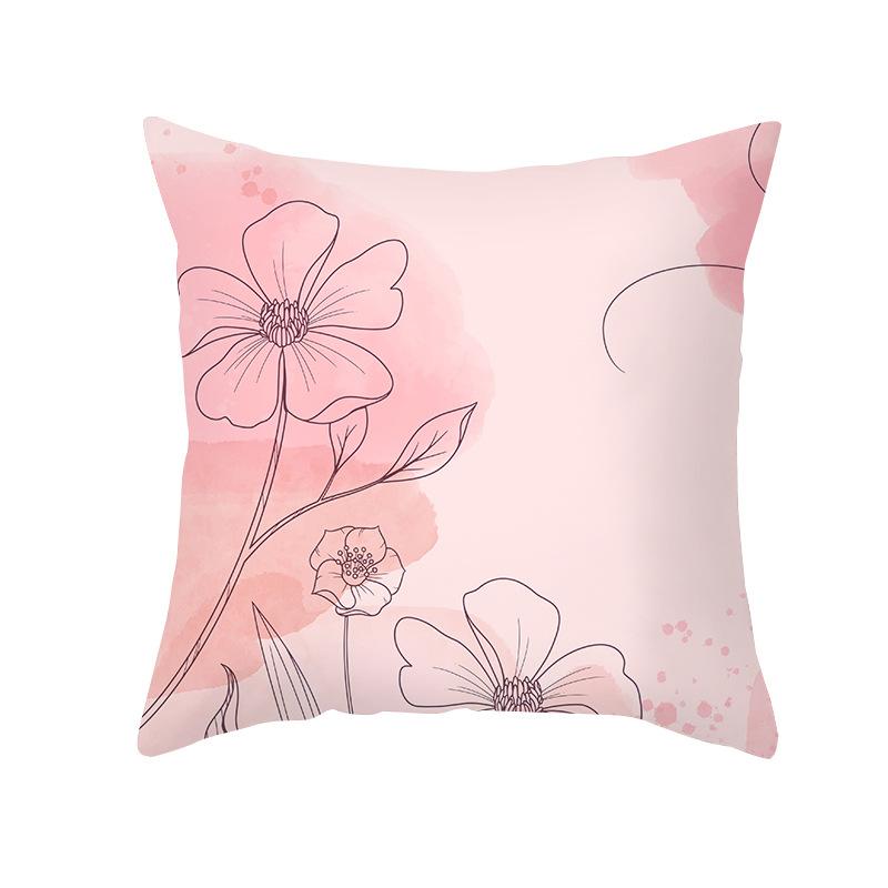 Home Peach Skin Printed Cushion Cover Nordic Green Plant Sofa Cushion Cover Office Cushion Cover