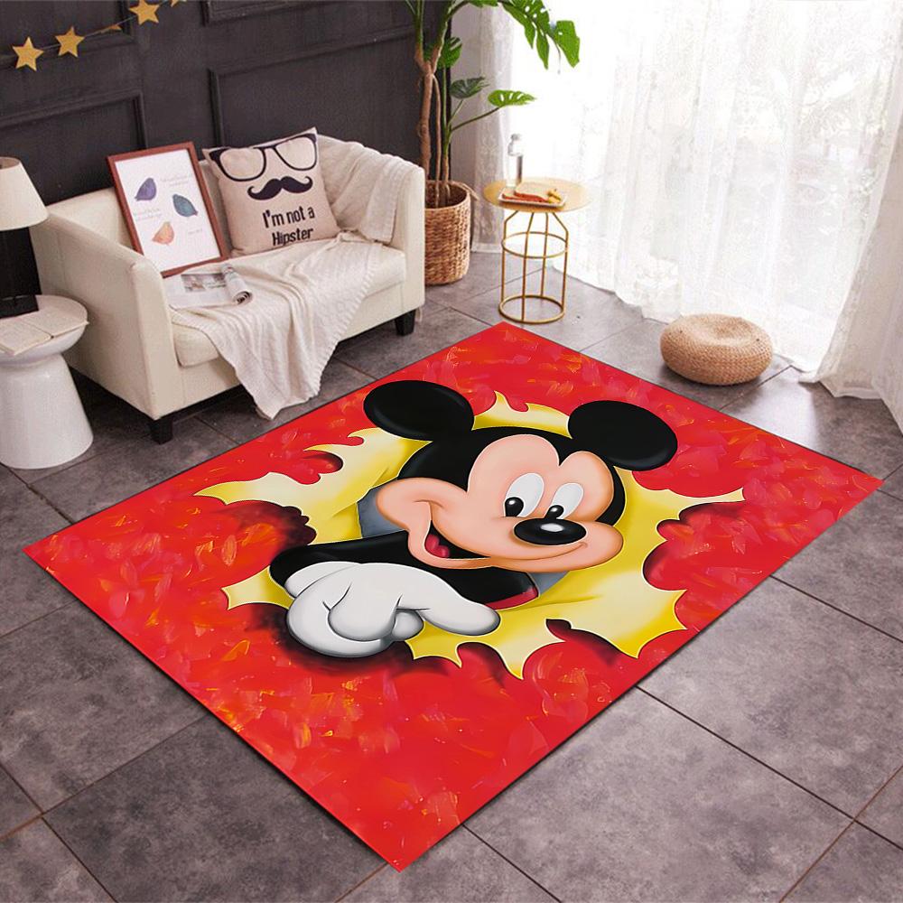 Mickey Mouse In Starry Night Disney Cartoon Theme Anti-Slip Rug - Polyester, Home Decor, Suitable for Bedrooms, Living Rooms, Doorways, and Studios