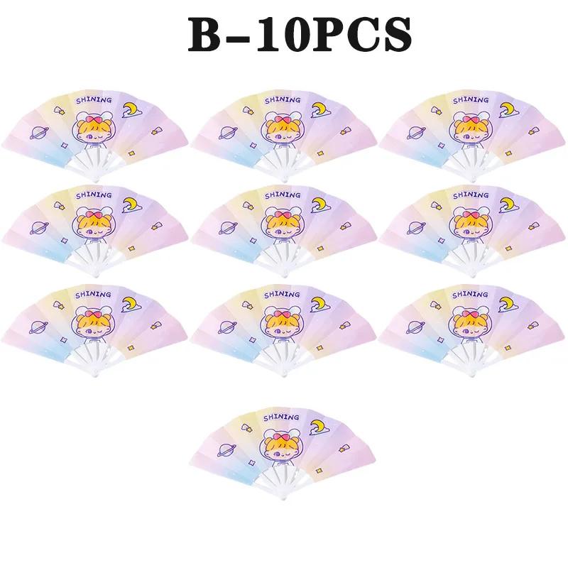 Cartoon Hand Crank Cool Fan Creative Summer Small Fresh Cute Portable Folding Fan PP Plastic Folding Fan for Student Children