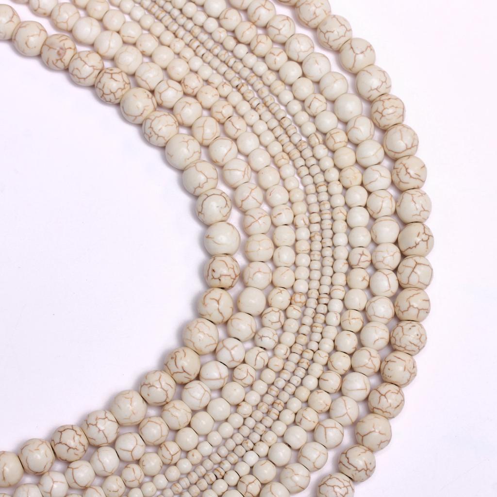 Hot Selliing High Quantity For DIY Loose Beads White Turquoises Earrings Pendants Necklace Bracelet 3-10mm About 20/30/40/50Pcs Natural Stone Round