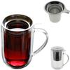 Winter Tea Mug Thermal Glass With Infuser And Steel Strainer