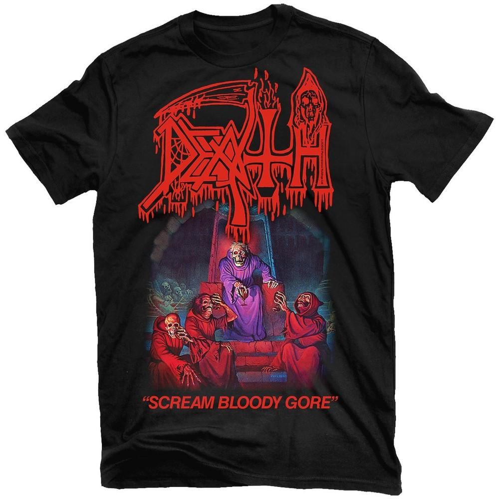 Винтажная рубашка унисекс с криком смерти, кровавым месивом, из тяжелого хлопка, черная, все размеры EL016 S