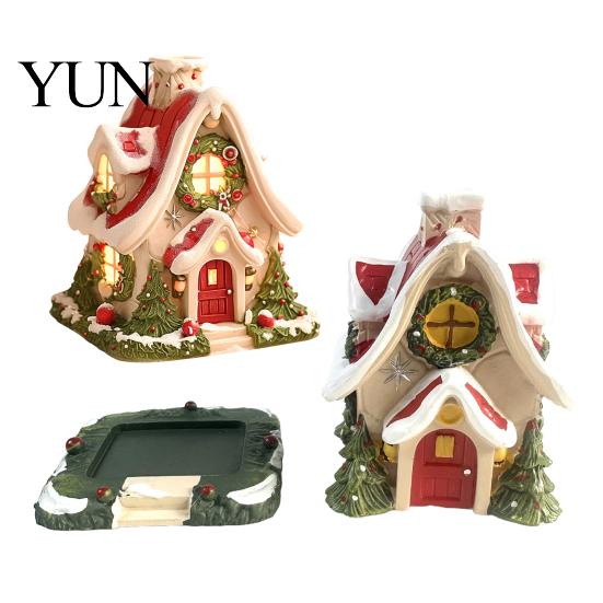 Unique Christmas Gift for Family Snow House Incense Burner, Backflow Holder, Holiday Tabletop Decorations Home Festive Xmas Desktop Figurine