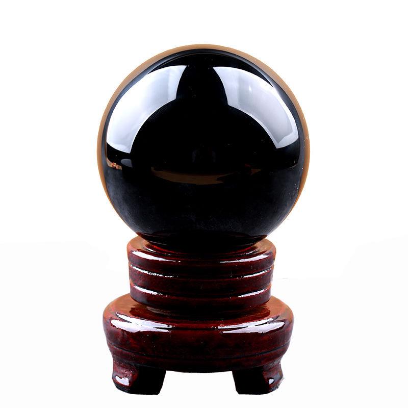 Black Obsidian Crystal Ball Ornament for Office or Living Room Gift