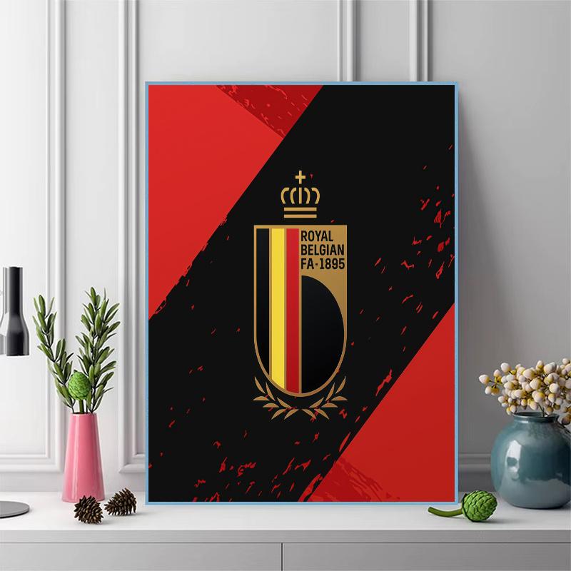 Belgium national football Pattern 3pcs 100% Round Full Drill 5D DIY Diamond Painting Embroidery Cross Stitch Rhinestone Décor
