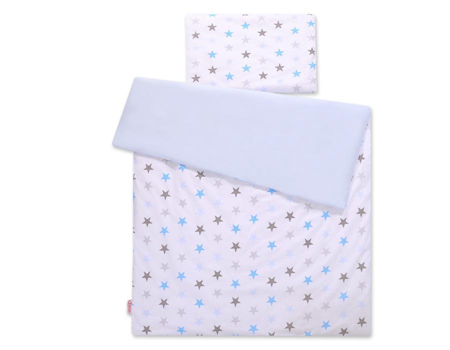 Double-sided 2-piece cotton children's bedding set - gray and blue stars