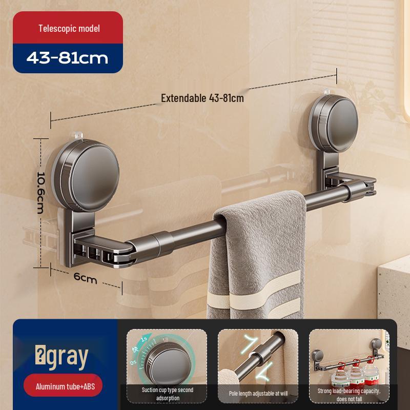 Retractable No-Drill Suction Cup Towel Rack for Bathroom and Toilet