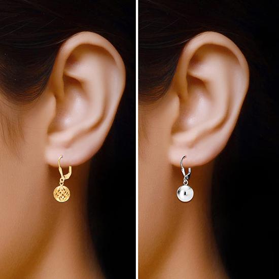 LeCalla 925 Sterling Silver Light-Weight Filigree Ball Leverback Dangle Earring for Women Teen 10 MM