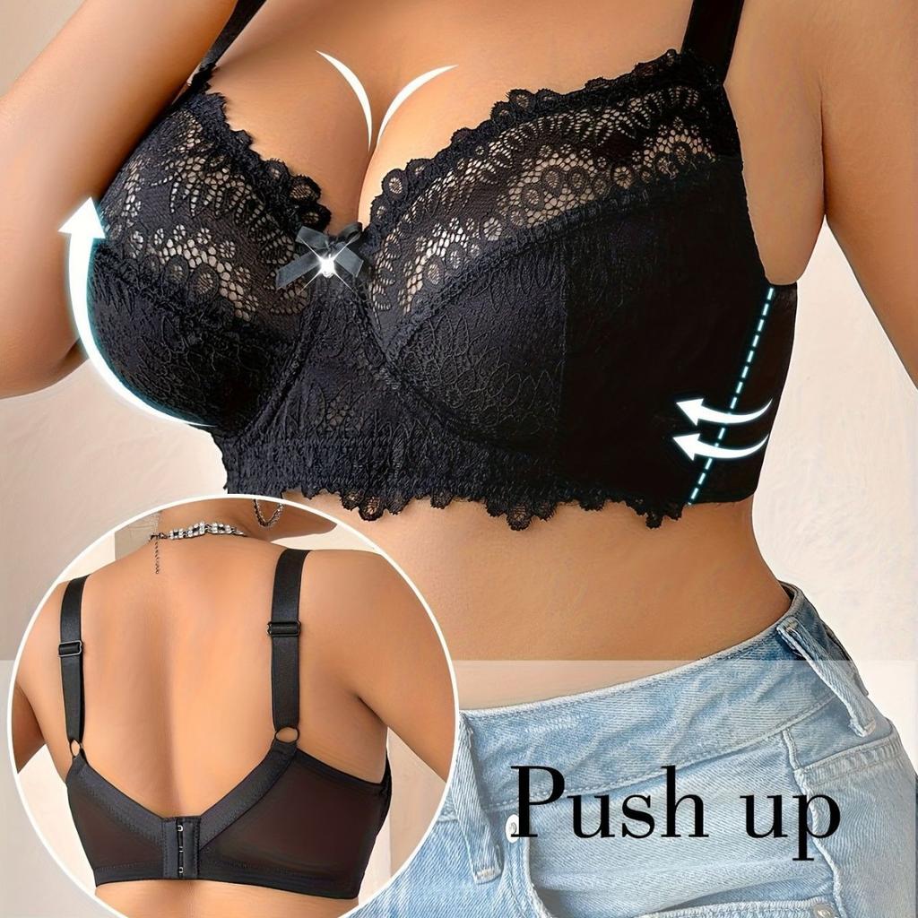 Sexy European and American Style Deep V Lace Underwear Slim Fit U-shaped Design Anti-sagging and Push-up Underwire Bra