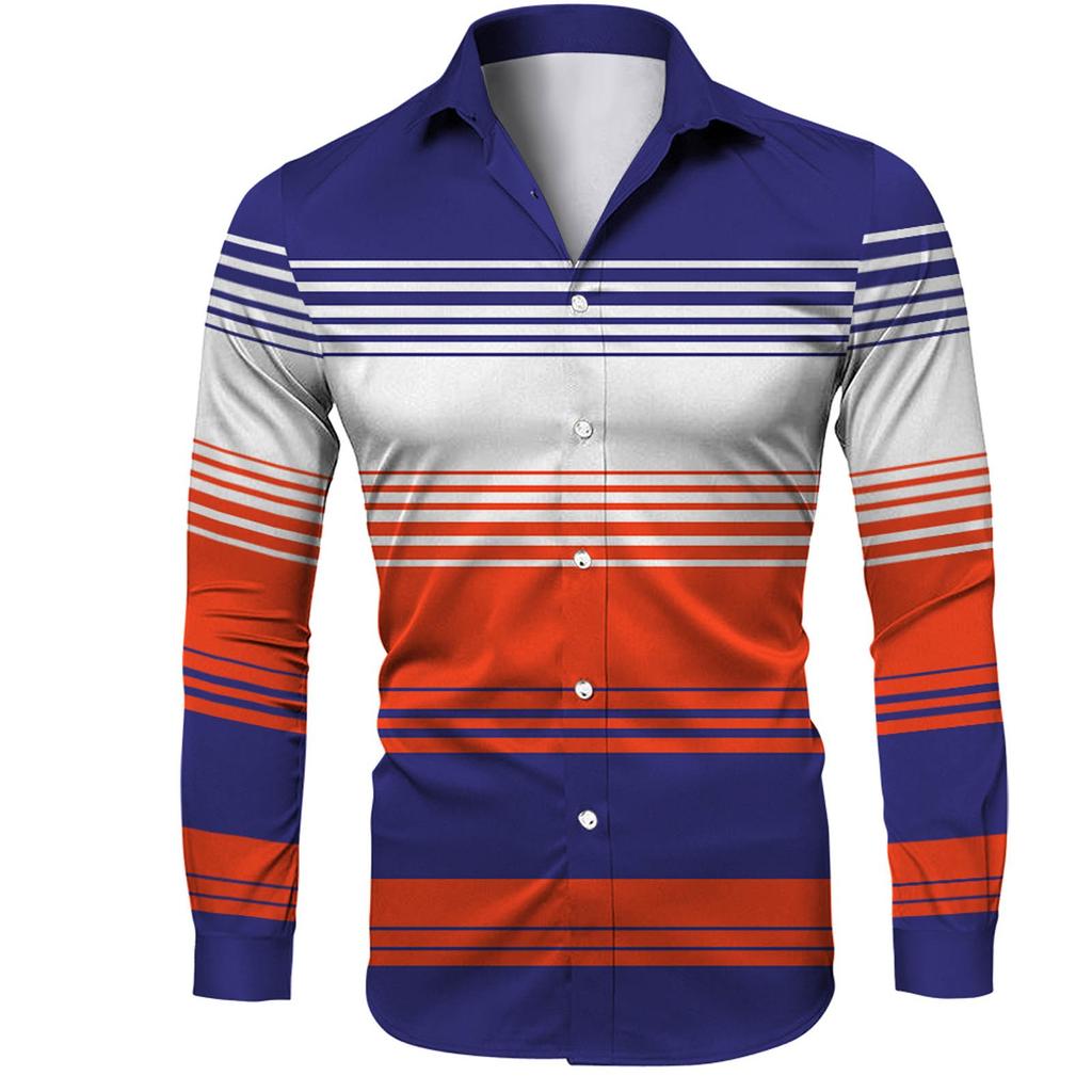 Men's Printed Long Sleeve Shirts Casual Loose Printed Long Sleeve Shirts