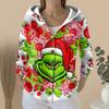 Women's Fashion Casual Sweater Button-Up Print Cardigan  Hooded Jacket