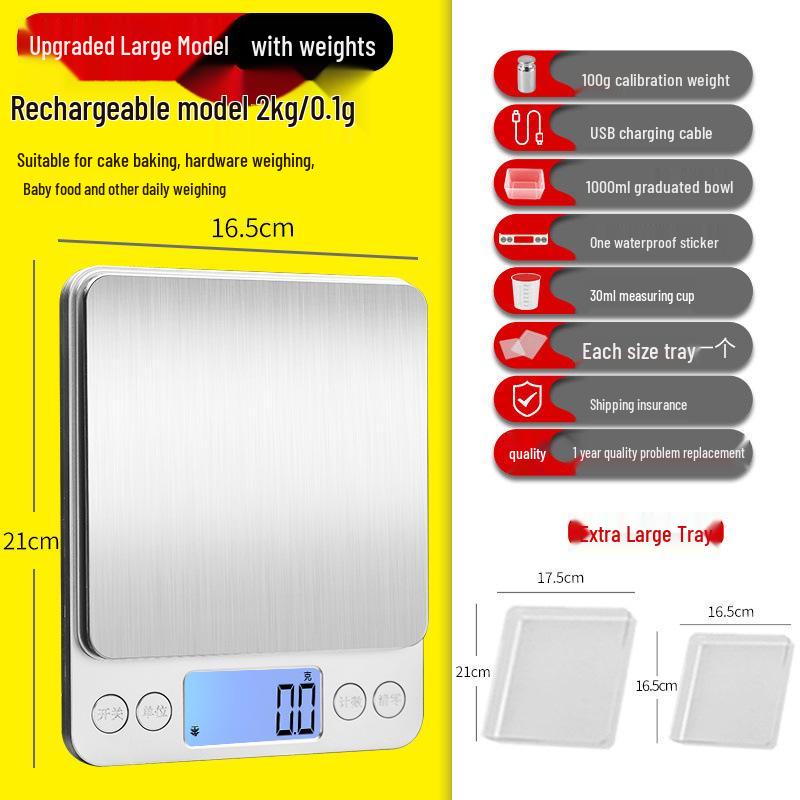 Extra Large Rechargeable Kitchen Electronic Scale - Precision Weighing Instrument