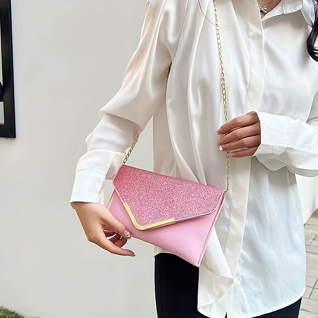 1Pc Shiny Shoulder Women's Bag, Simple Retro Clutch Bag, Fashionable Versatile Diagonal Span Bag