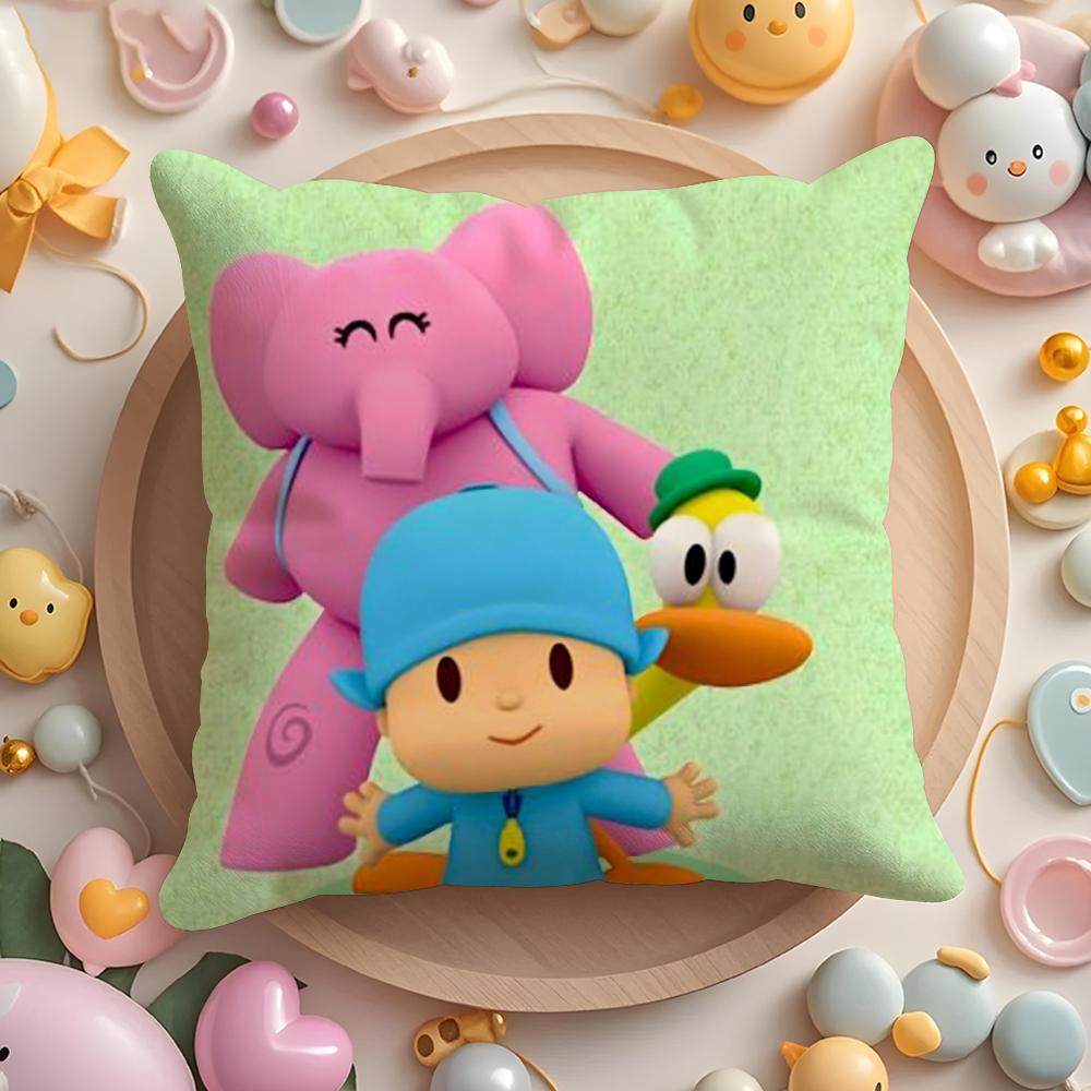 Cartoon Cute P-Pocoyo Pillow Case Short Plush Double-Sided Printing Home Machine Washable In Warm Winter Cushion Cover