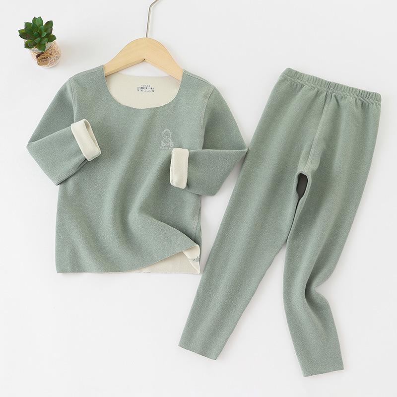 Thermo-Unterwäsche-Set für Kinder, Winter, Jungen und Mädchen, lange Unterhosen, dicker, warmer Mittelkragen, Kinder, Heimkleidung für Mädchen