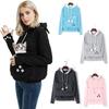 Ladies Hoodies Big Pouch Sweatshirt Women Pet Holder Fall Fashion Pullover  Cat Ear Pouch