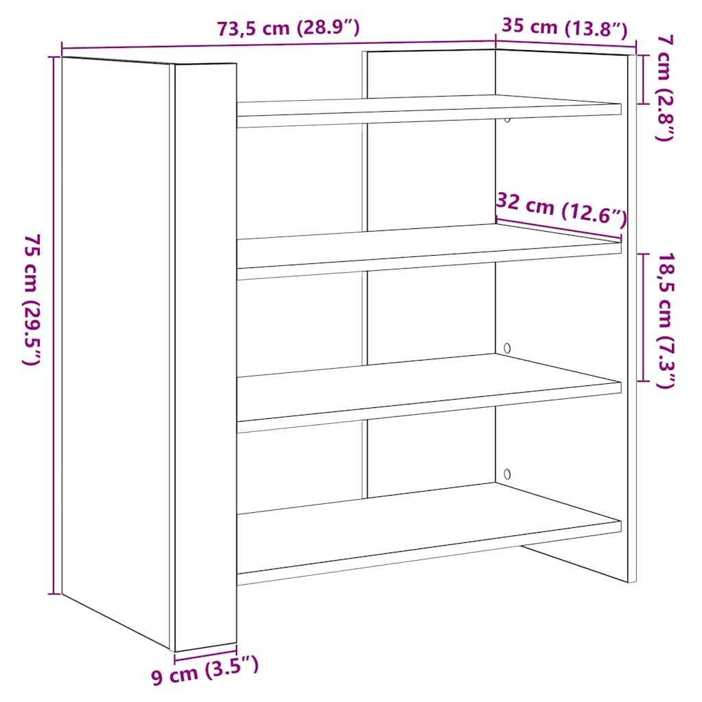 Sideboard Black 73.5 x 35 x 75 cm Particleboard