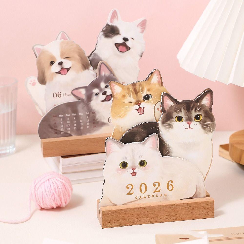 DIY Desktop Calendar Cat Dog Series Schedule Planner 2026 Agenda Organizer  Home Office Desk