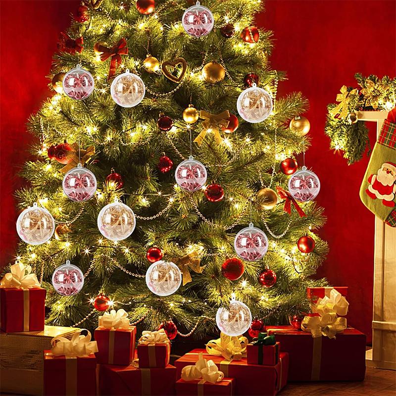 1Pcs Transparent Plastic Padded Decorative Ball for Christmas Tree Hanging Oranments Home Party Wedding Decor Suppies Navidad