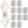 10pcs Elegant Rhinestone Napkin Buckle, Golden Shiny Napkin Ring, for Dining Table Decoration