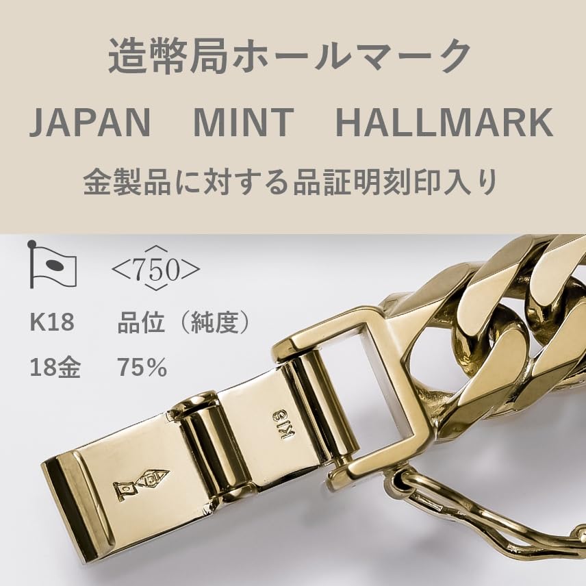Sustainable Pack K18 W Kihei Folded Metal Fittings Certified Made in Japan 18K Kihei Necklace Chain [FAIRY CULLET] 6-sided 10g-50cm