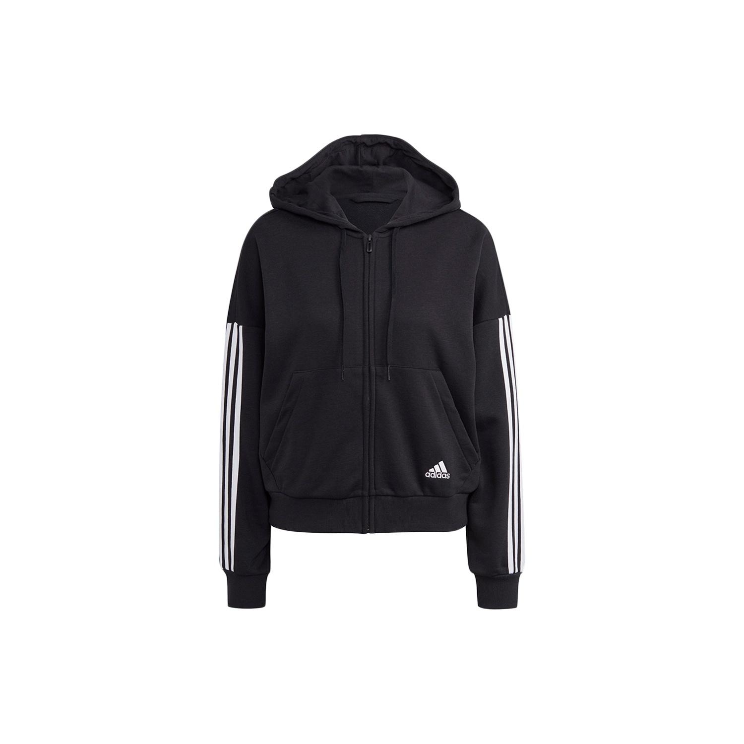 (WMNS) adidas Essentials Cut 3-Stripes Full-Zip Hoodie Asia Sizing  Black White  Women s GL1462 S