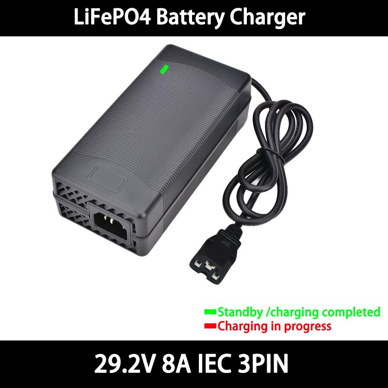 29.2V 8A 10A LiFePO4 Battery Charger For 8S 25.6V 24V LiFePO4 Battery Pack Fast Charger Equipped with XT60 XT90 plug