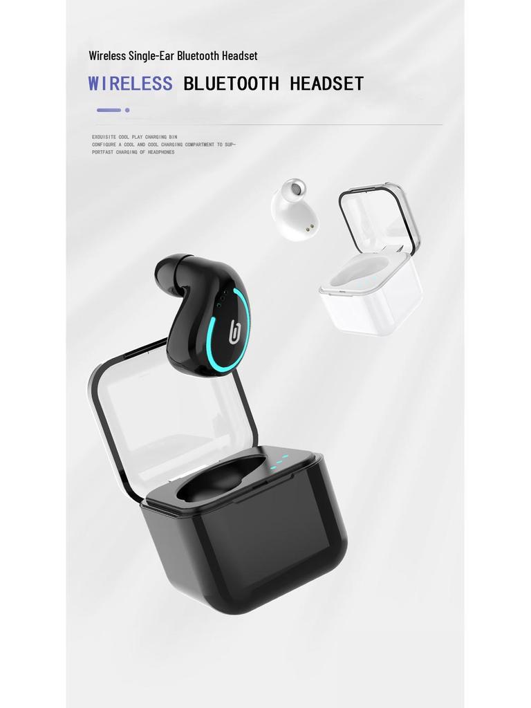 Einzelohrbügel Bluetooth 5.0 Sport-Kopfhörer mit Ladecase (Mono-In-Ear)