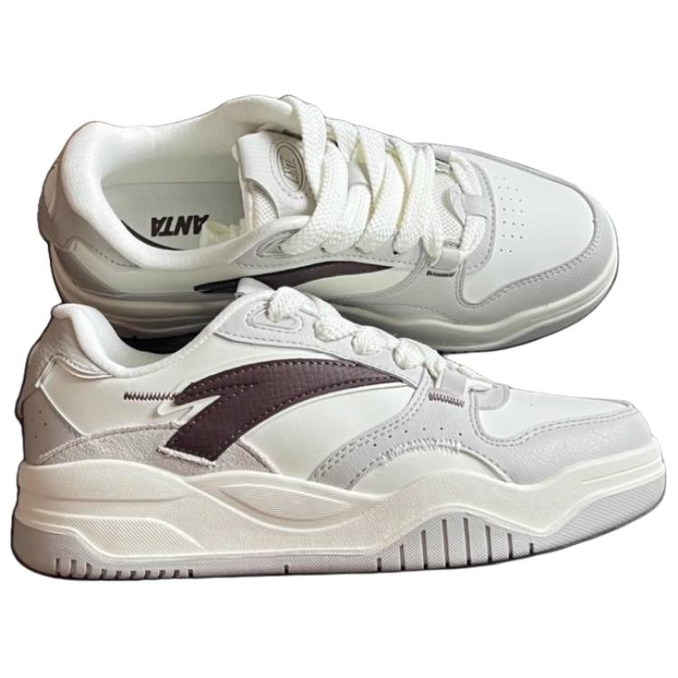 Anta Wave Shoes Comfortable Versatile Non-Slip Wear-Resistant Low-Top Skate Shoes Men Sneaker Beige Brown 912348003-3