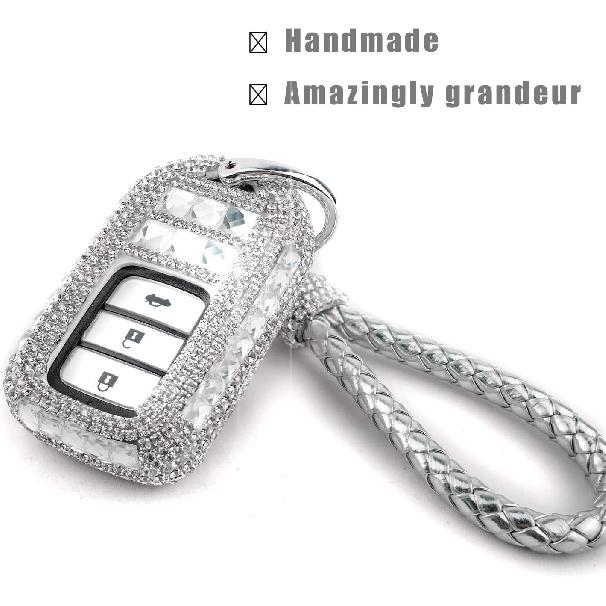 Car Key Shell Fob Key Cover with Bling Rhinestones For Honda Civic Accord CRV HRV